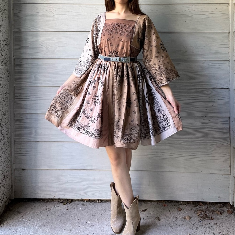Handmade Bandana Dress SKU 7780 Muddy/Earthy - Picture 4 of 16